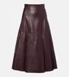 Emilia Wickstead Kensie High-rise Leather Midi Skirt In Brown
