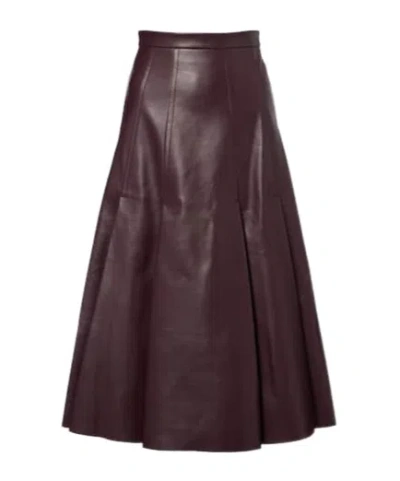 Emilia Wickstead Kensie High-rise Leather Midi Skirt In Burgundy