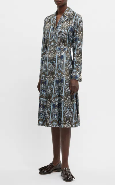 Emilia Wickstead Kenzie Printed Silk Midi Skirt In Blue Paisely