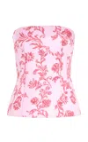Emilia Wickstead Kerina Floral Strapless Top In Light Pink