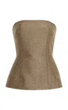 Emilia Wickstead Kerina Strapless Sequin Tweed Top