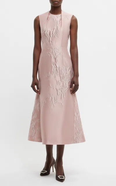 Emilia Wickstead Kissa Embossed Jacquard Midi Dress In Pink