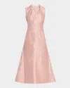 Emilia Wickstead Kissa Floral Brocade Sleeveless Midi Dress In Pink Metallic