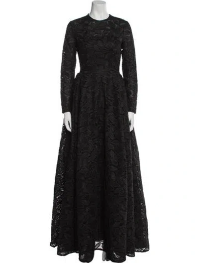 Pre-owned Emilia Wickstead Lace Pattern Long Dress In Black