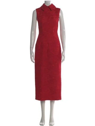 Pre-owned Emilia Wickstead Lace Pattern Long Dress In Red