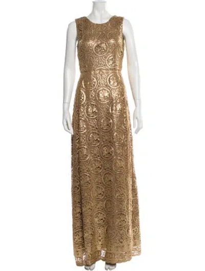 Pre-owned Emilia Wickstead Lace Pattern Long Dress W/ Tags In Neutral