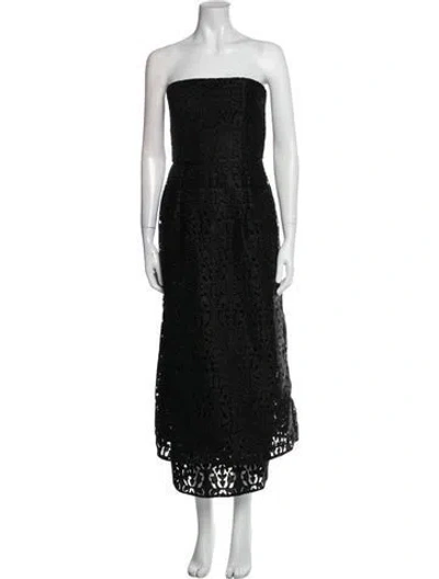 Pre-owned Emilia Wickstead Lace Pattern Midi Length Dress In Black