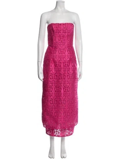 Pre-owned Emilia Wickstead Lace Pattern Midi Length Dress In Pink