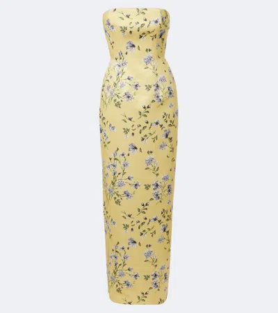 Emilia Wickstead Laelia Floral Bustier Gown In Yellow