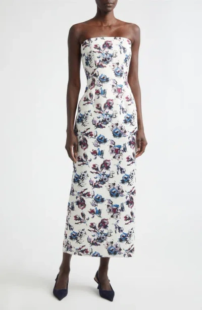 Emilia Wickstead Laelia Floral Strapless Gown In White