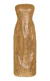 Emilia Wickstead Laelia Guipure Lace Strapless Gown In Gold
