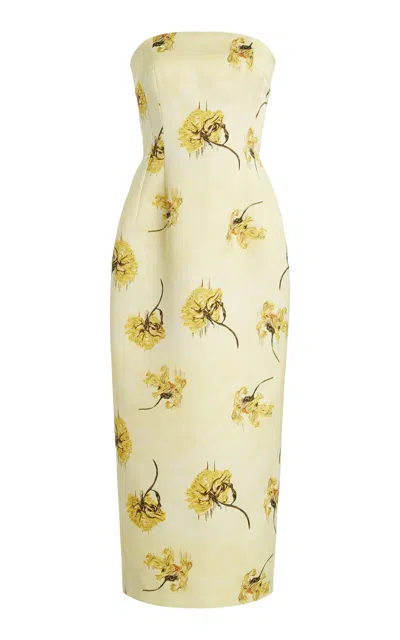 Emilia Wickstead Leila Crepe Midi Dress In Yellow