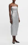 Emilia Wickstead Leila Metallic Seersucker Midi Dress In Silver