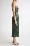 Emilia Wickstead Leila Rose Print Taffeta Faille Strapless Midi Dress In Ditsy Floral