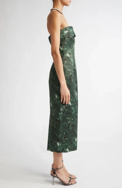 Emilia Wickstead Leila Rose Print Taffeta Faille Strapless Midi Dress In Ditsy Floral
