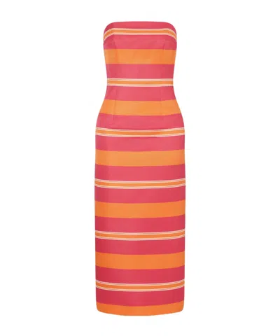 Emilia Wickstead Leila Striped Taffeta-faille Midi Dress In Red