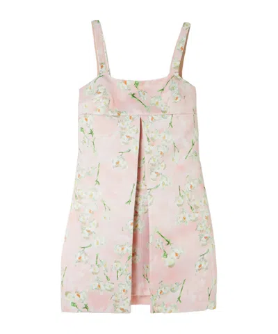 Emilia Wickstead Levisa Pleated Floral-print Satin Mini Dress In Pink