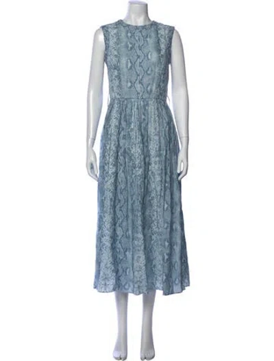 Pre-owned Emilia Wickstead Linen Midi Length Dress In Blue