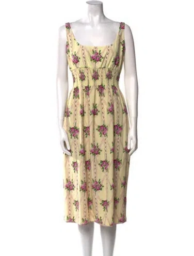 Pre-owned Emilia Wickstead Linen Midi Length Dress In Yellow