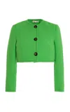Emilia Wickstead Lizette Wool Cropped Jacket In Green
