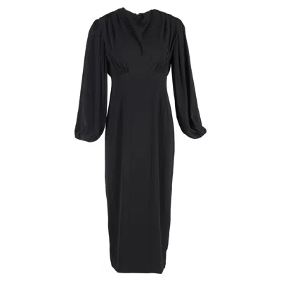 Emilia Wickstead Long Sleeve Midi Dress In Black Polyester