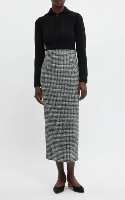 Emilia Wickstead Lorelei Bouclé Tweed Midi Skirt In Black