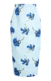 Emilia Wickstead Lorelei Crepe Midi Skirt In Blue