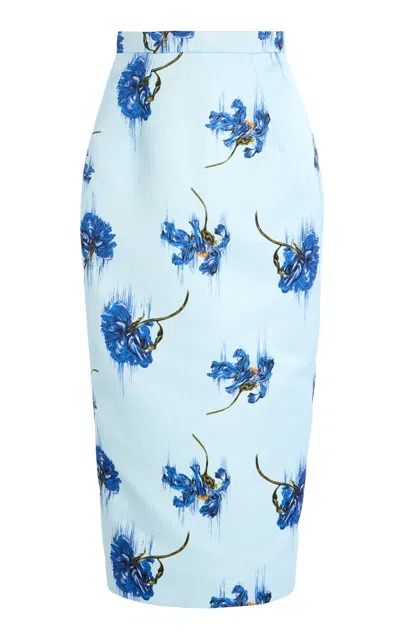 Emilia Wickstead Lorelei Crepe Midi Skirt In Blue
