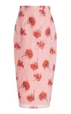 Emilia Wickstead Lorelei Crinkled Organza Midi Skirt In Pink
