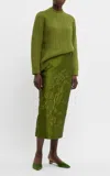 Emilia Wickstead Lorelei Embossed Jacquard Midi Skirt In Green