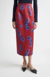 Emilia Wickstead Lorelei Festive Lilies Faille Midi Skirt In Red