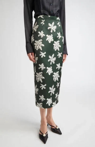 Emilia Wickstead Lorelei Floral Pencil Skirt In Green