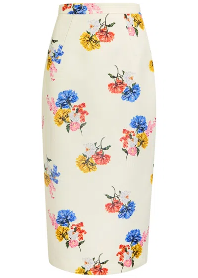 Emilia Wickstead Lorelei Floral-printed Faille Midi Skirt
