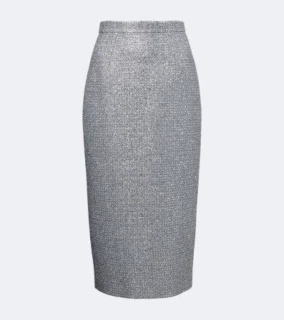 Emilia Wickstead Lorelei Tweed Pencil Skirt In Silver