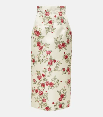 Emilia Wickstead Lorinda Floral Pencil Skirt In White
