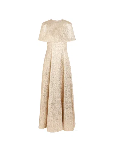 Emilia Wickstead Lucretia Cape-effect Jacquard-pattern Maxi Dress In Neutral
