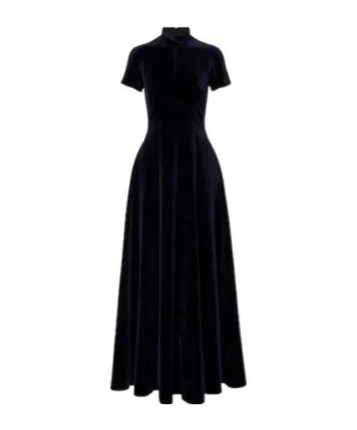 Emilia Wickstead Malinda Cotton Velvet Gown In Black