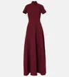 Emilia Wickstead Malinda Mock Neck Crepe Maxi Dress In Burgandy