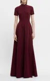Emilia Wickstead Malinda Mock Neck Crepe Maxi Dress In Burgundy