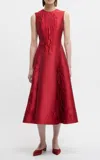 Emilia Wickstead Mara Embossed Jacquard Midi Dress In Red
