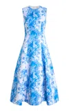 Emilia Wickstead Mara Floral A-line Midi Dress In Light Blue