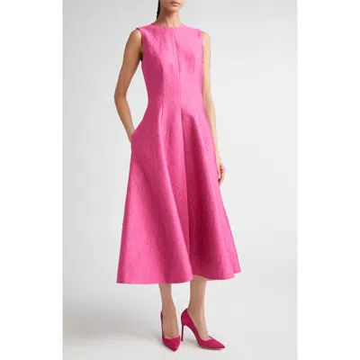 Emilia Wickstead Mara Floral Cloqué Fit & Flare Dress In Pink
