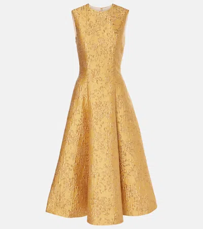 Emilia Wickstead Mara Floral Embossed Jacquard Midi Dress In Gold