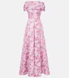 Emilia Wickstead Auclair Off The Shoulder Damask Taffeta Faille Gown In Pink