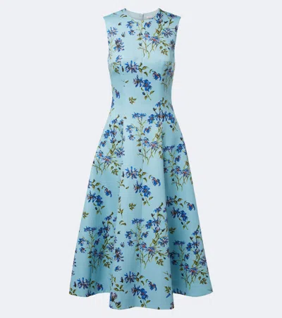 Emilia Wickstead Floral-print Faille Midi Dress In Blue