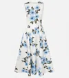 Emilia Wickstead Mara Dahlia-print Taffeta-faille Dress In Blue