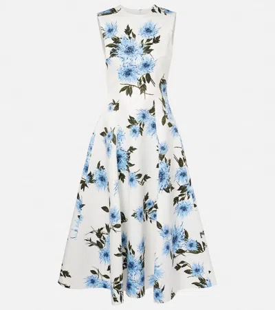 Emilia Wickstead Mara Floral Taffeta Faille Midi Dress In Blue