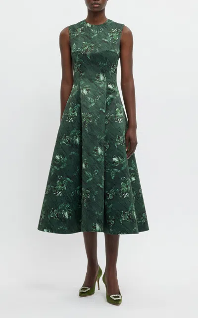 EMILIA WICKSTEAD MARA FLORAL TAFFETA MIDI DRESS 