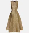 Emilia Wickstead Mara Metallic-effect Seersucker Midi Dress In Gold