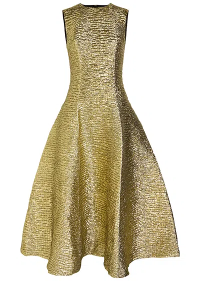 EMILIA WICKSTEAD EMILIA WICKSTEAD MARA METALLIC SEERSUCKER LAMÉ MIDI DRESS